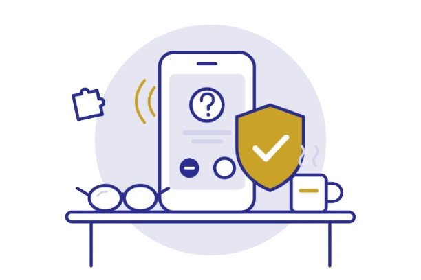 Scam Protection illustration: phone with security shield